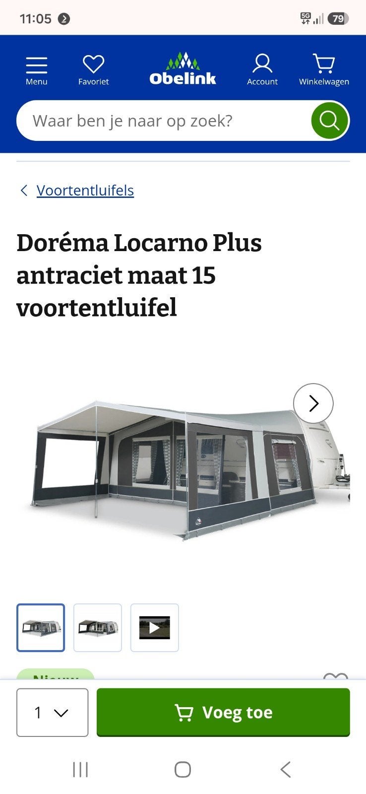dorema voortentluifel omloop maat 15, Ophalen of Verzenden, Zo goed als nieuw, Dorema
