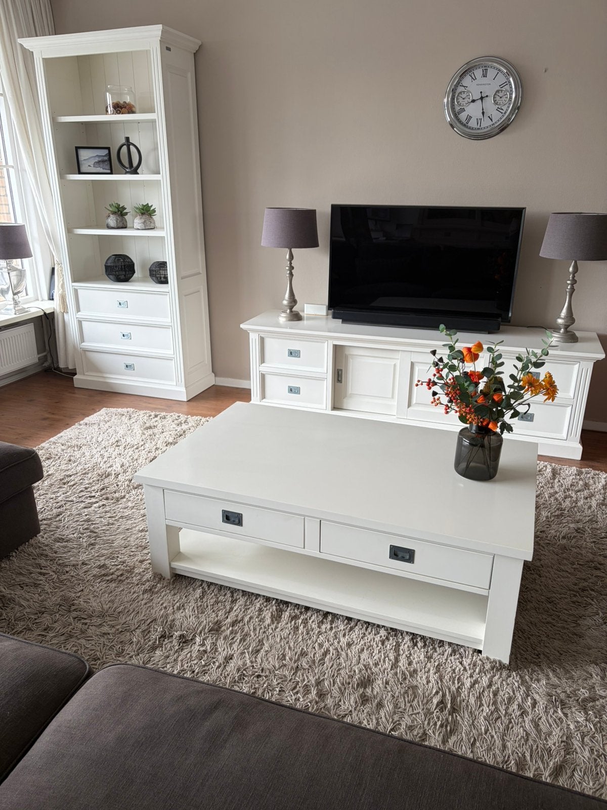 Tafel wit hout, Huis en Inrichting, Tafels | Eettafels, Ophalen, Rechthoekig, 100 tot 150 cm, 50 tot 100 cm