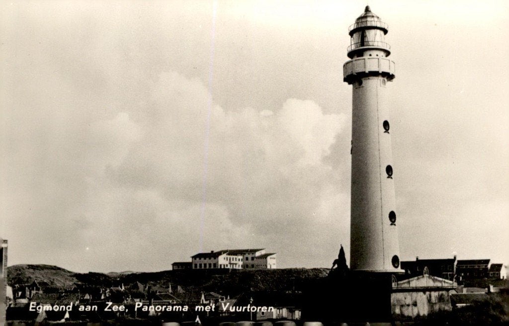 Egmond aan Zee Panorama met Vuurtoren # 842, Ophalen of Verzenden, 1940 tot 1960, Ongelopen, Noord-Holland