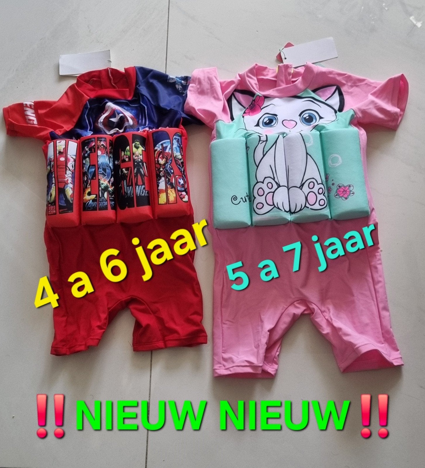 Nieuw Drijfpak - Keuze uit Avengers of Kattenprint, Jongetje of Meisje, Nieuw, Overige maten, Ophalen of Verzenden
