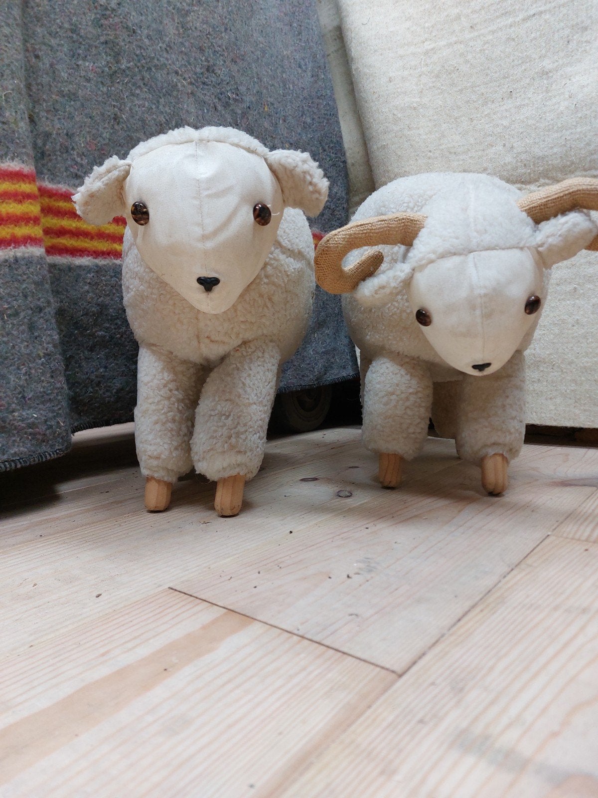 Set van 2 schapen decoratie knuffels, Huis en Inrichting, Woonaccessoires | Overige, Ophalen of Verzenden, Gebruikt, Wit, Textiel