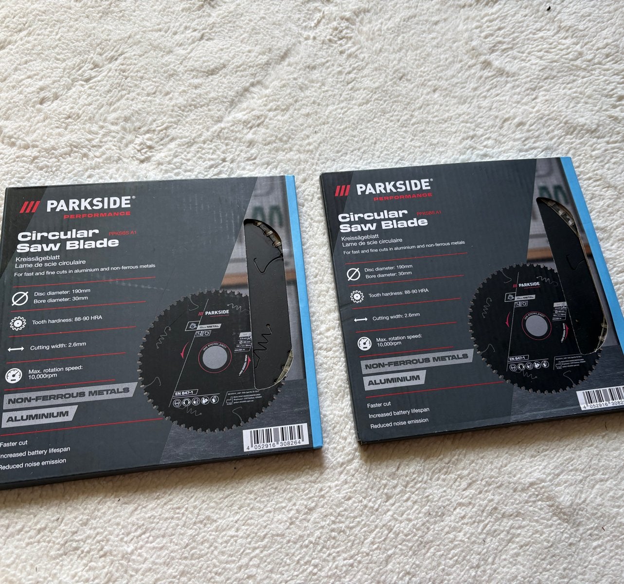 2x Parkside Cirkelzaagblad 190mm voor aluminium, Doe-het-zelf en Verbouw, Ophalen of Verzenden, Nieuw, Cirkelzaag