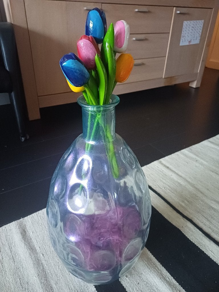 Vaas decoratief echt glas van Intratuin, als nieuw, 61 cm, Transparant, Ophalen of Verzenden, Geschikt voor buiten
