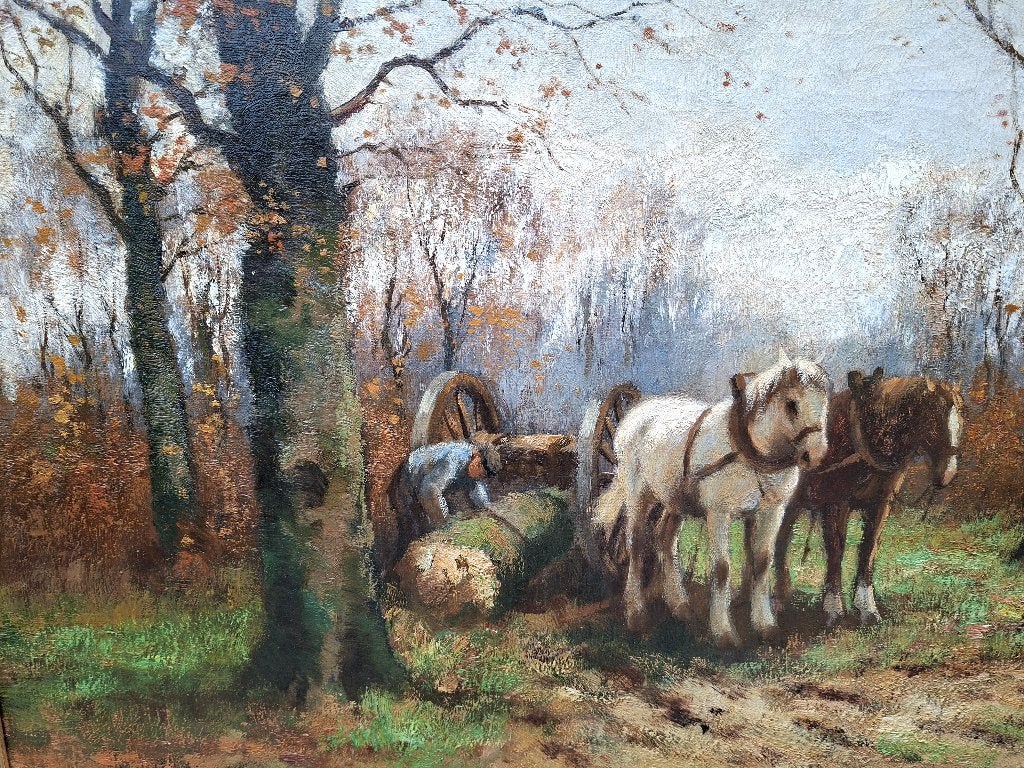 COR BOUTER , HOUTHAKKER MET MALLEJAN, Antiek en Kunst, Kunst | Schilderijen | Klassiek, Landschap, Impressionistisch, Olieverf