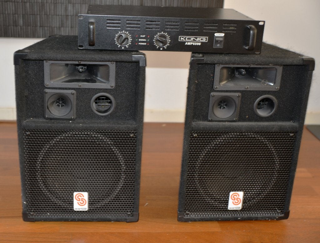 Feestje bouwen? 200 watt geluidsinstallatie, Zo goed als nieuw, 120 watt of meer, Stereo, Ophalen