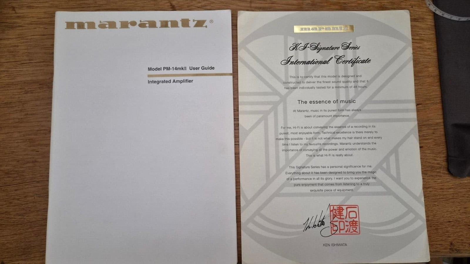 marantz PM14MKII   manual + KI certificat, Ophalen of Verzenden, Zo goed als nieuw, Marantz
