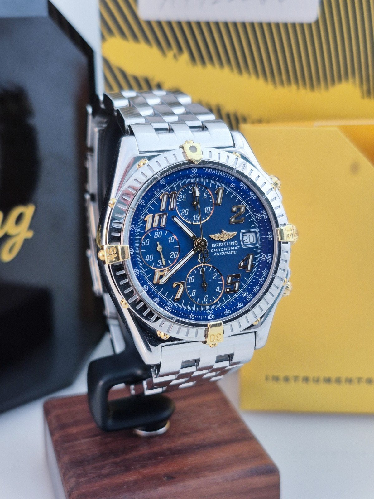Breitling Chronomat | B13350 – Blauwe Vitesse dial, Ophalen of Verzenden, Staal, Breitling