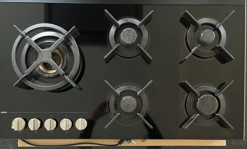 ATAG HG9571MBA gaskookplaat – 90 cm – 5 branders - Zwart, Witgoed en Apparatuur, Ophalen, Gebruikt, Inbouw, Gas