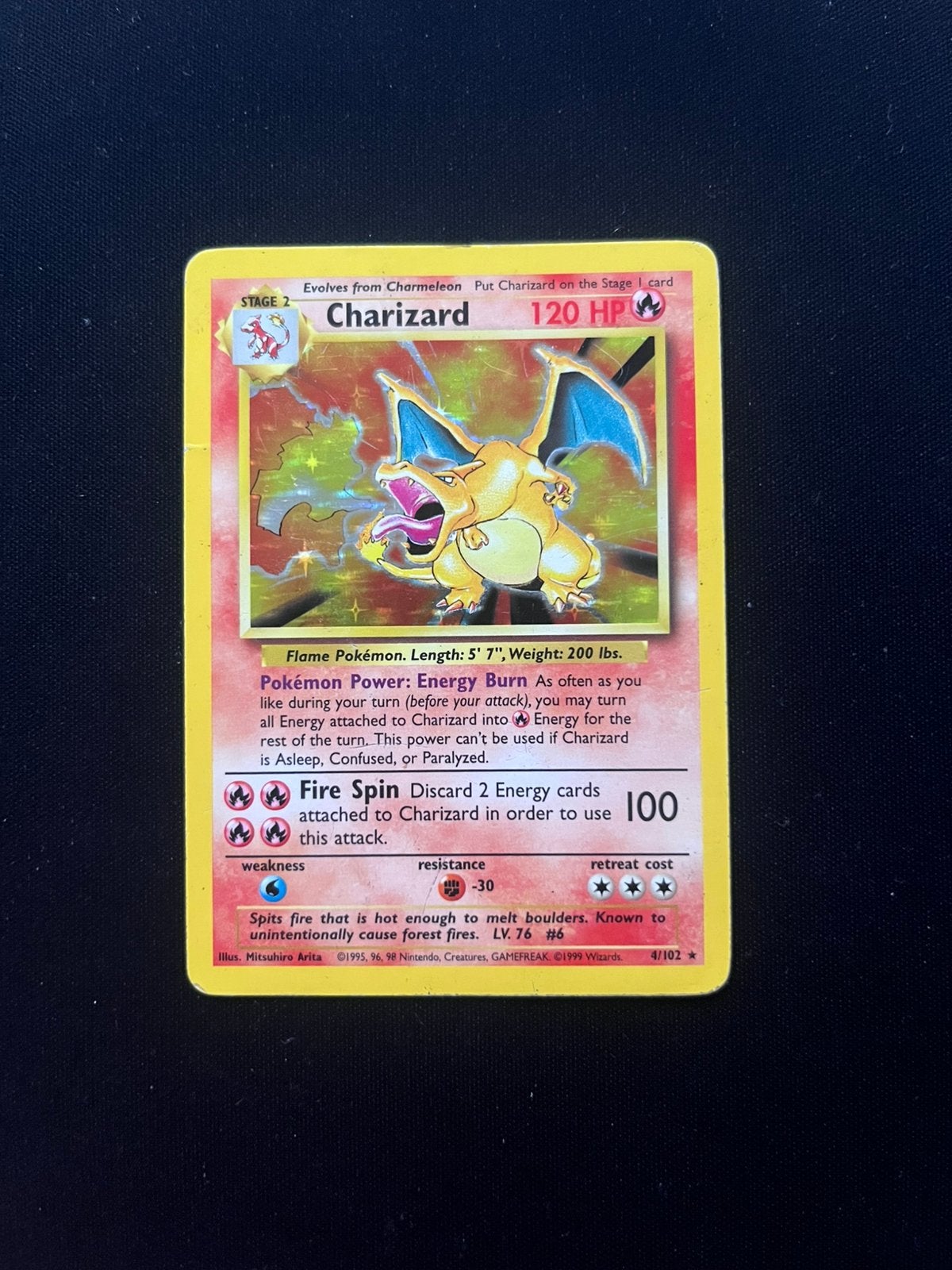 Charizard #4 Base Set, Ophalen, Gebruikt