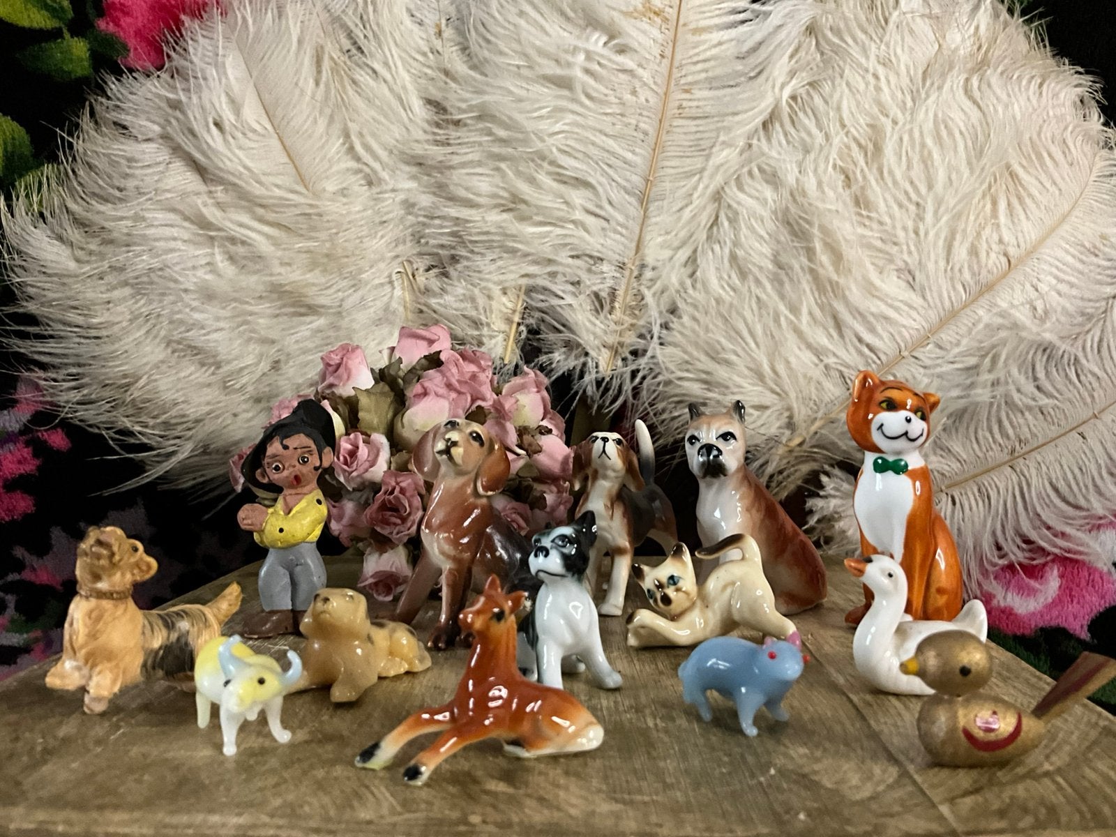 Diverse oude antieke miniatuur dieren voor in poppenhuis., Verzamelen, Ophalen of Verzenden, Zo goed als nieuw