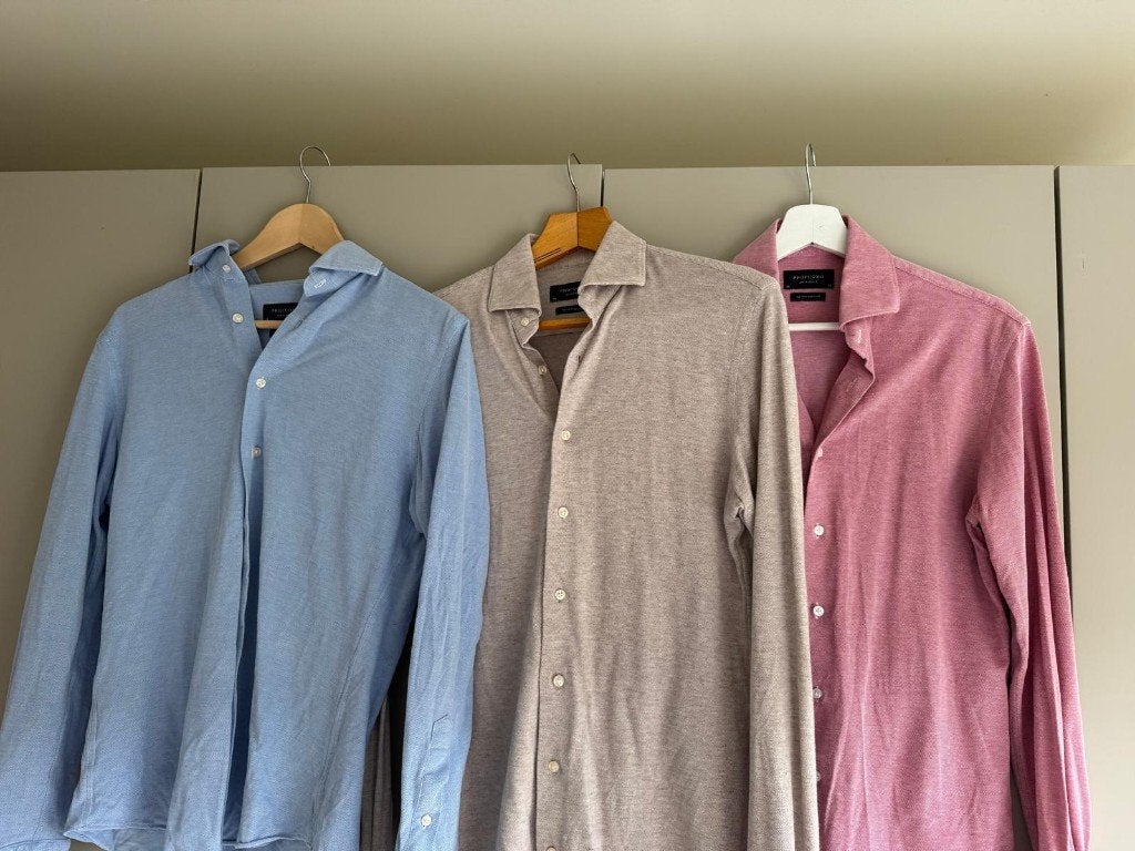 3x Knitted Overhemden Profuomo (maat 38), Overige kleuren, Halswijdte 38 (S) of kleiner, Ophalen of Verzenden, Profuomo