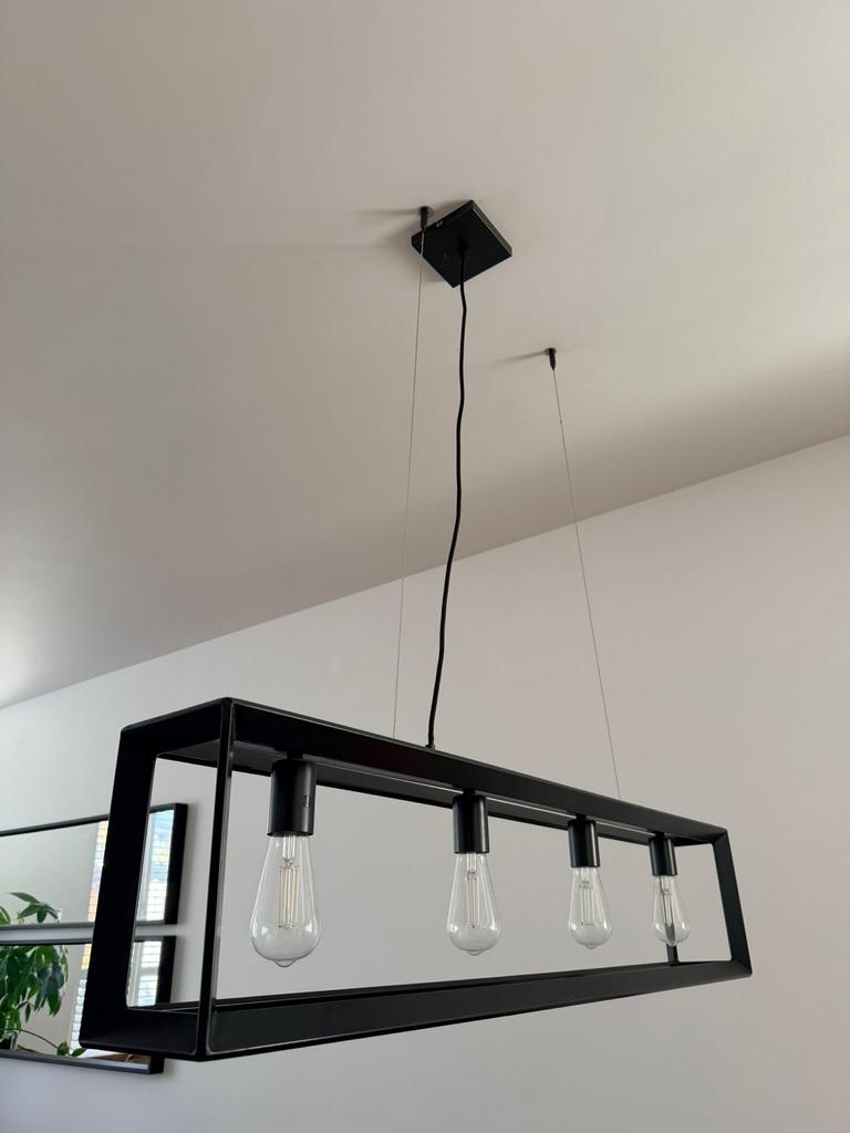 Moderne Zwarte Rechthoekige Plafondlamp Kubus Design, Ophalen of Verzenden, Zo goed als nieuw, Metaal, Minder dan 50 cm