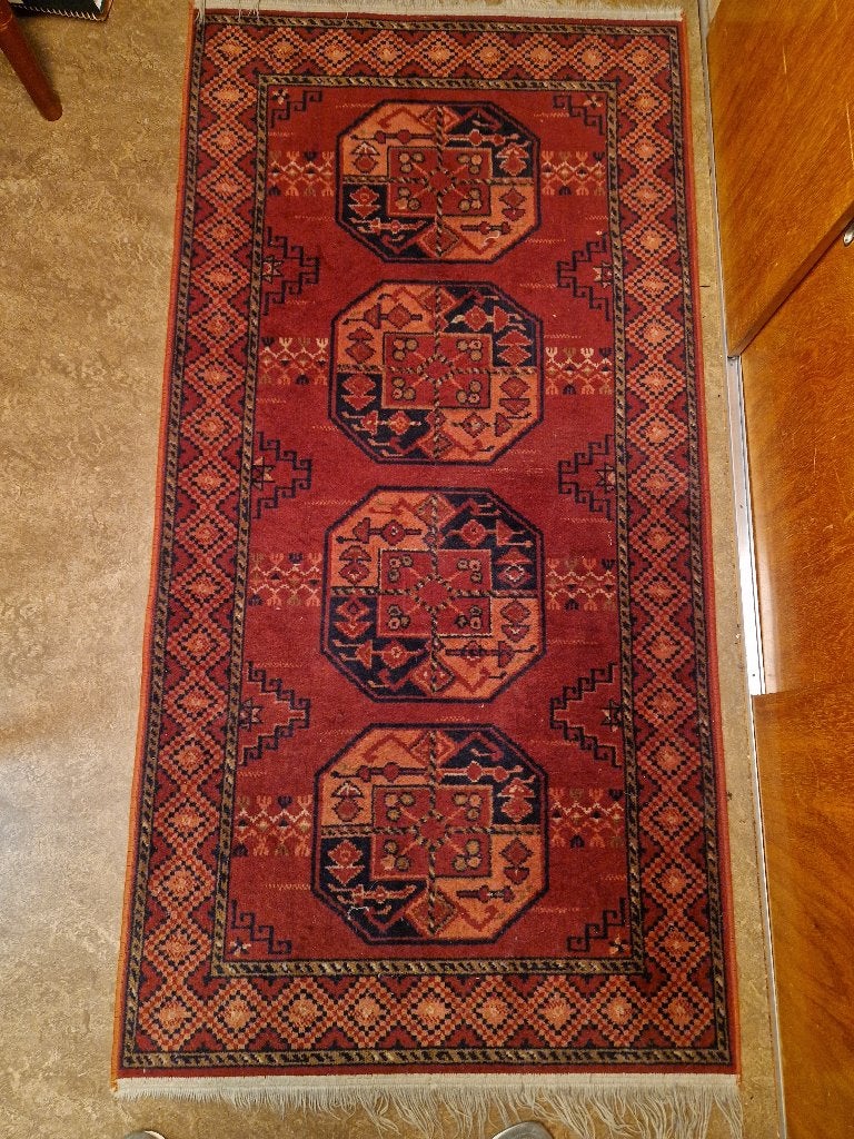 vintage Afghaans tapijt Bokhara 167 x 85,5 cm dieprood/blauw, Ophalen