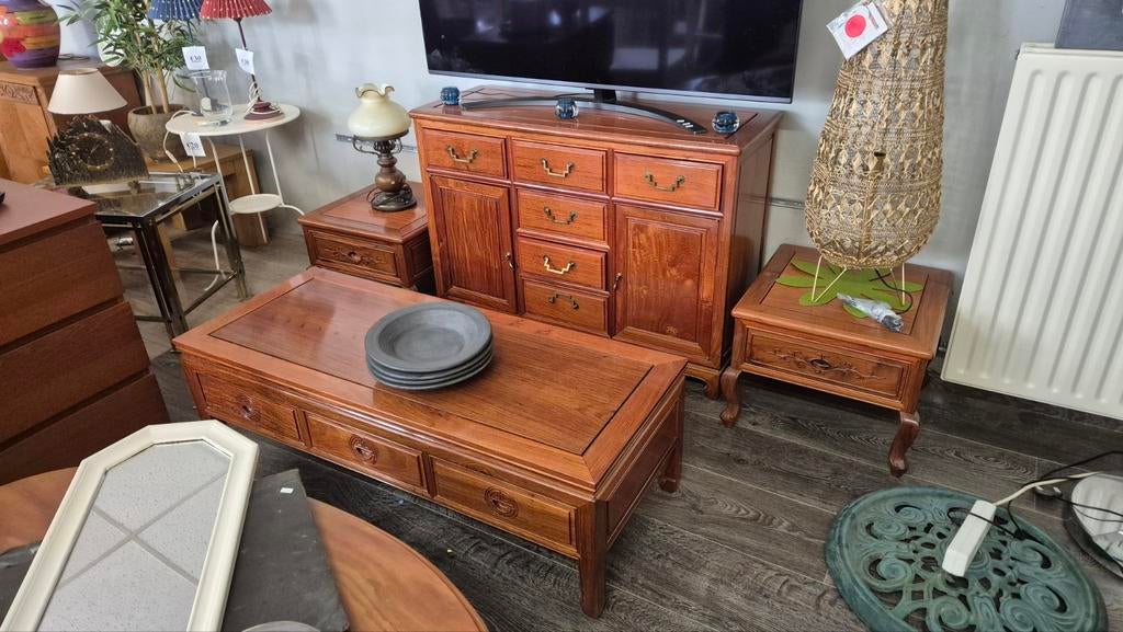 Massief teak koloniaal meubelset, Ophalen