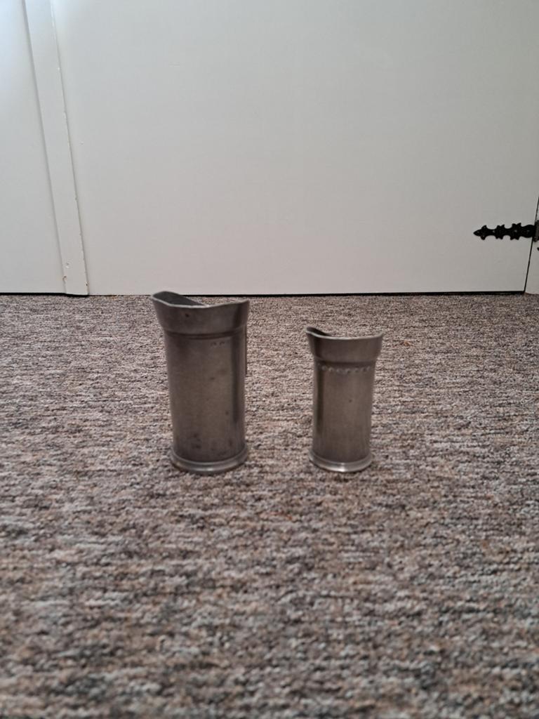Set van 2 antieke tinnen bekers, Antiek en Kunst, Antiek | Tin, Ophalen