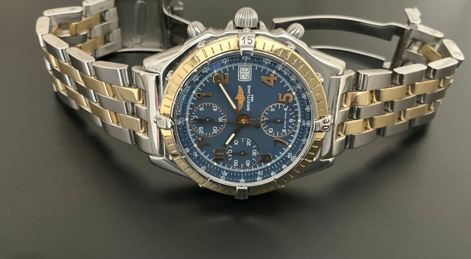 18 karaat goud / staal breitling chronomat vitesse D13050, Ophalen, Breitling, Polshorloge, Zo goed als nieuw