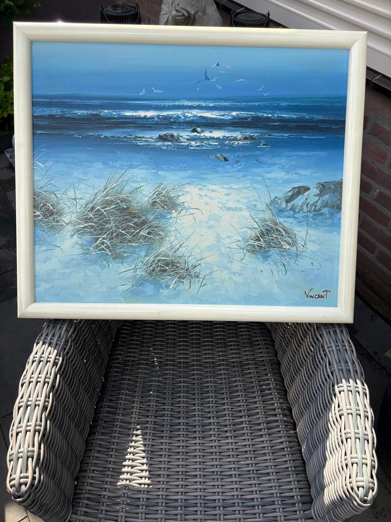 Schilderij 'Zeegezicht' gesigneerd Vincent', Ophalen of Verzenden, Zo goed als nieuw