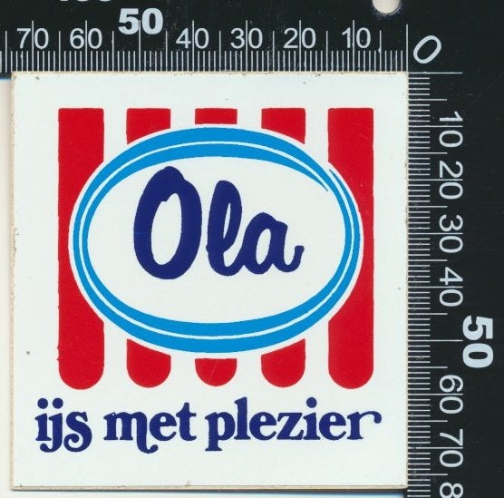 Sticker: Ola - IJs met plezier (Wit), Verzamelen, Verzenden, Zo goed als nieuw, Bedrijf of Vereniging