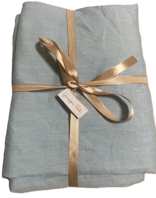100% Linnen SET Laken 240x280 + Hoeslaken 160x200 + 2 Slopen, Blauw, Ophalen of Verzenden, Vochtregulerend, Beddengoedset