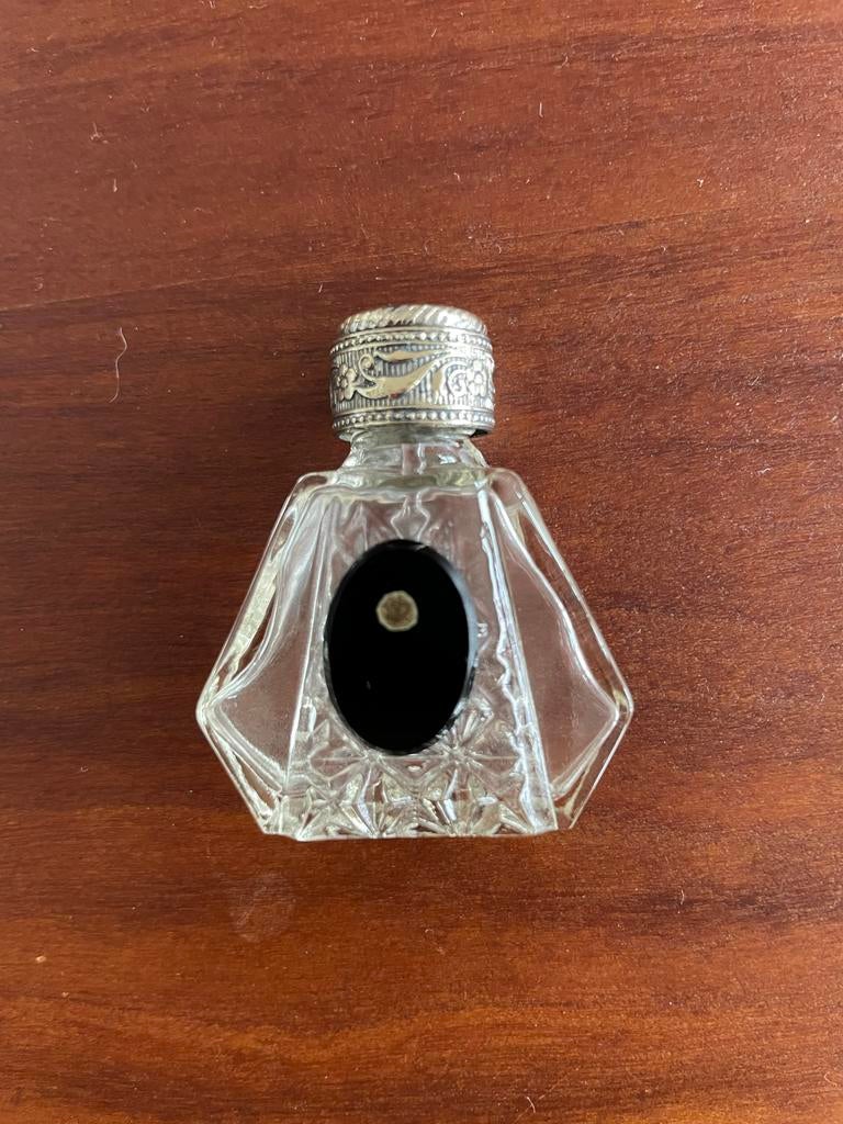 Antiek parfumflesje met glazen applicator, Antiek en Kunst, Ophalen of Verzenden