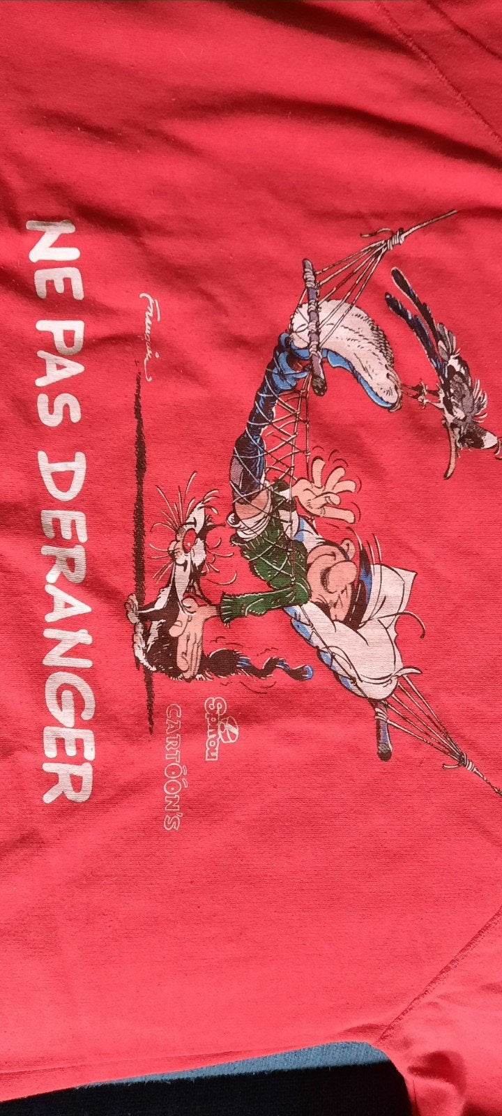 Guust ofwel Gaston Lagaffe sweatshirt, rood, jaren 80,, Ophalen of Verzenden, Sydney Graphis Presents, Gedragen, Rood