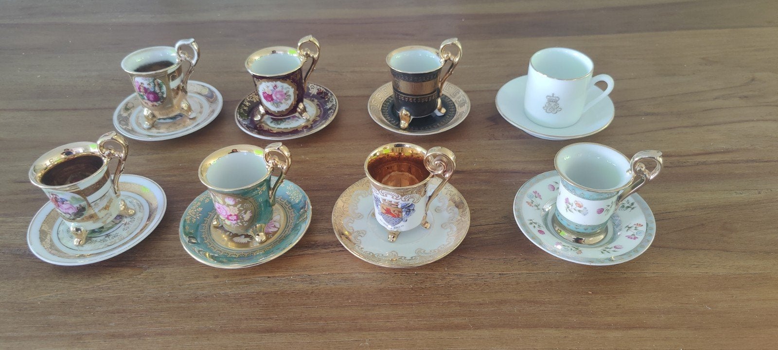 Prachtige Antieke Kop en Schotels - Diverse Designs, Antiek en Kunst, Antiek | Servies los, Ophalen