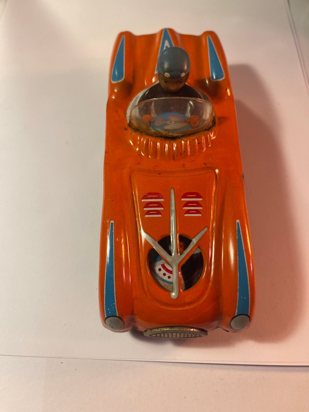 Vintage blikken raceauto met coureur - Jaren '50 speelgoed, Verzenden, Gebruikt