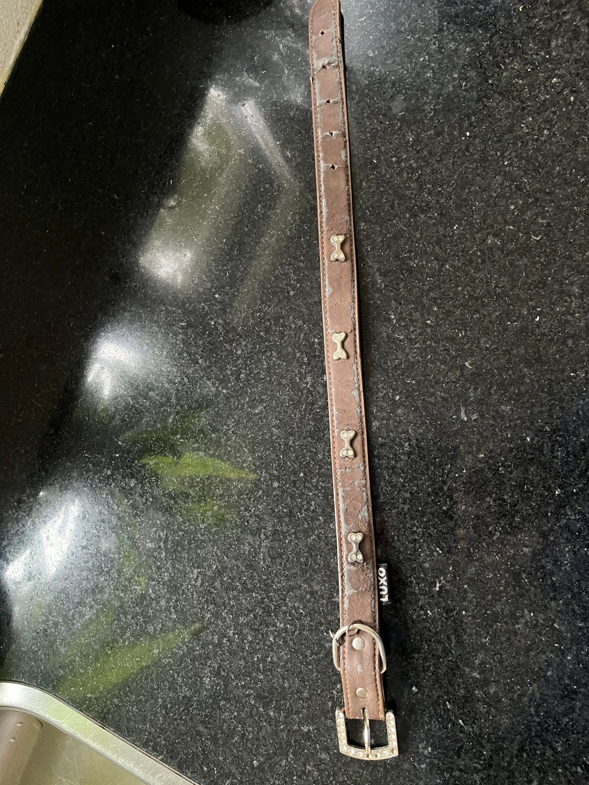 Luxo bruin lederen halsband 52 cm, Ophalen of Verzenden, Gebruikt