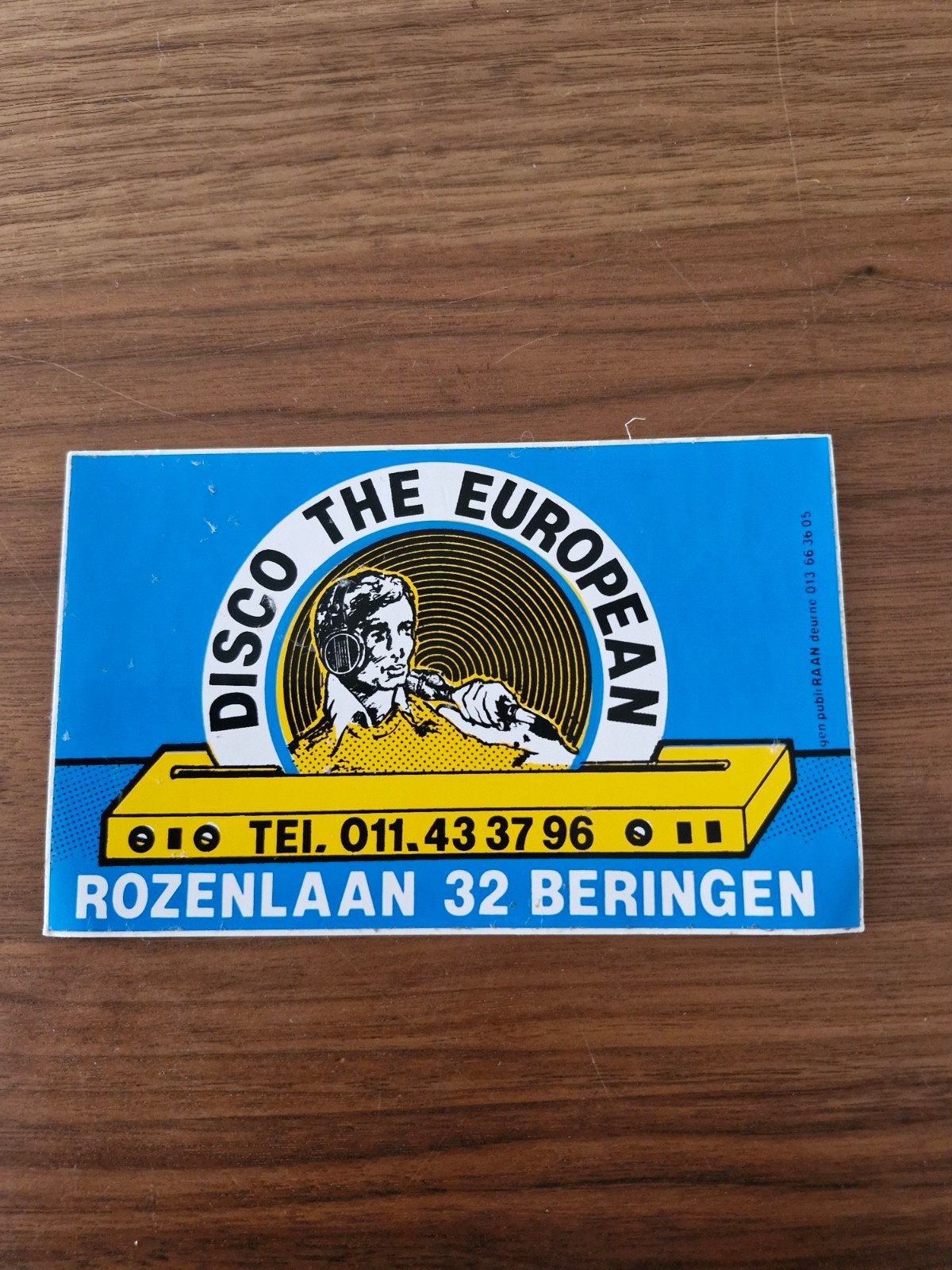 10274 Vintage Disco The European Sticker -Rozenlaan Beringen, Verzamelen, Ophalen of Verzenden, Gebruikt, Overige typen