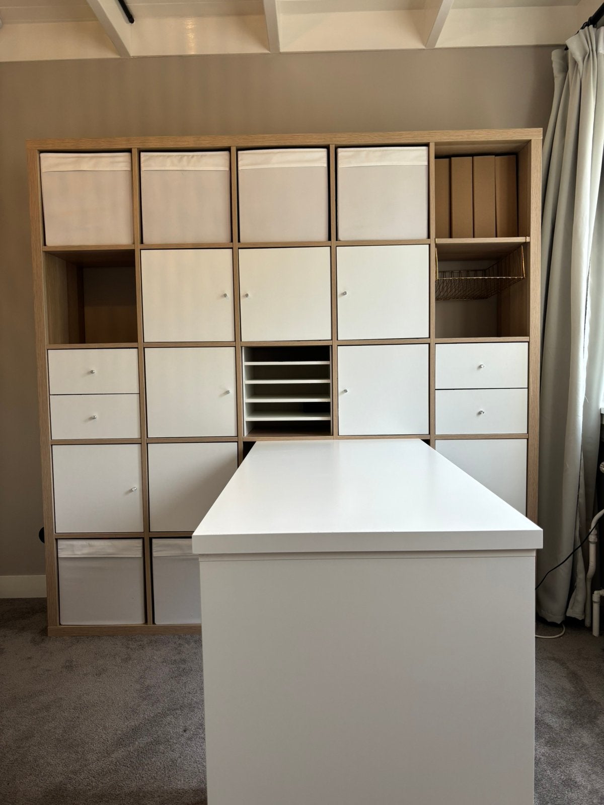 Ikea Kallax kast, 5x5 !EXLUSIEF BUREAU+LADEKASTJE!, Ophalen, Zo goed als nieuw