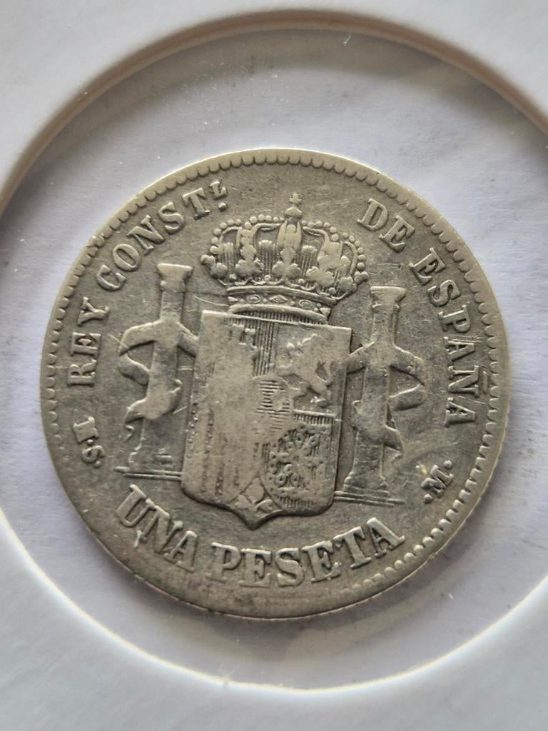Una Peseta Spanje 1881 zilver, Verzenden, Overige landen, Zilver