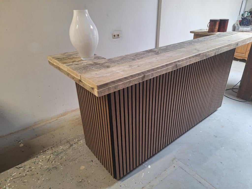 Balie akoestische panelen steigerhout toonbank AANBIEDING, Ophalen of Verzenden