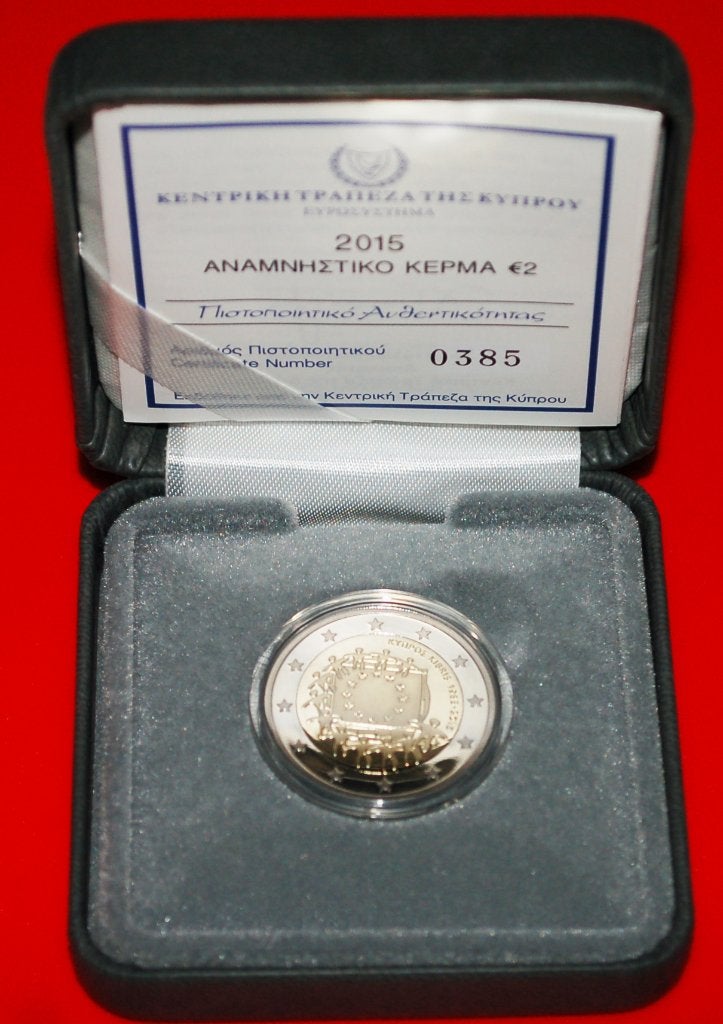 Ⰺ FLAG: CYPRUS  2 EUROS 2015 PROOF! RARE!, Ophalen of Verzenden, Cyprus, 2 euro, Losse munt