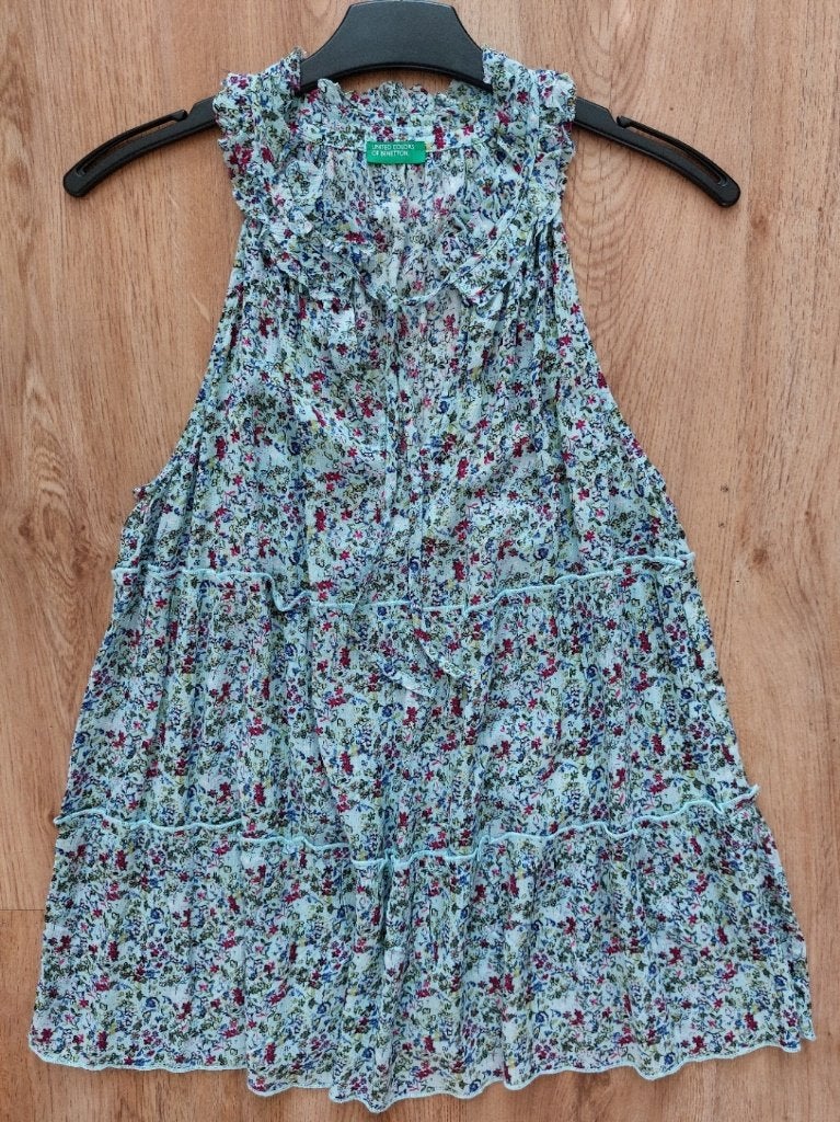 Mouwloze blouse United colors of Benetton mt M, Maat 38/40 (M), Blauw, Ophalen of Verzenden, Zo goed als nieuw