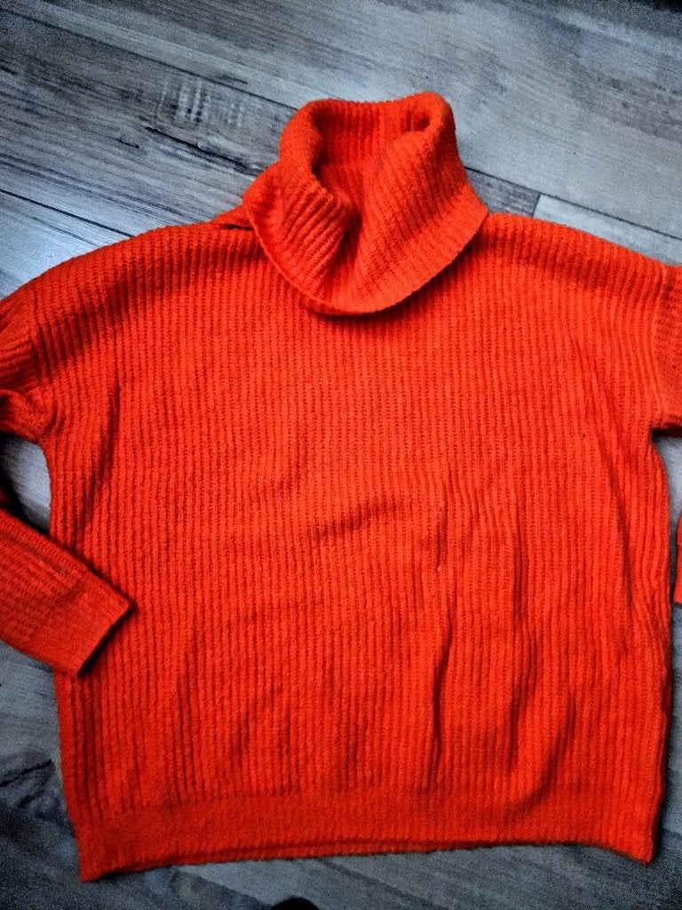 Knalle oranje knitted trui grote kol Maat l, Verzenden, Trui of Vest, Oranje, Zo goed als nieuw