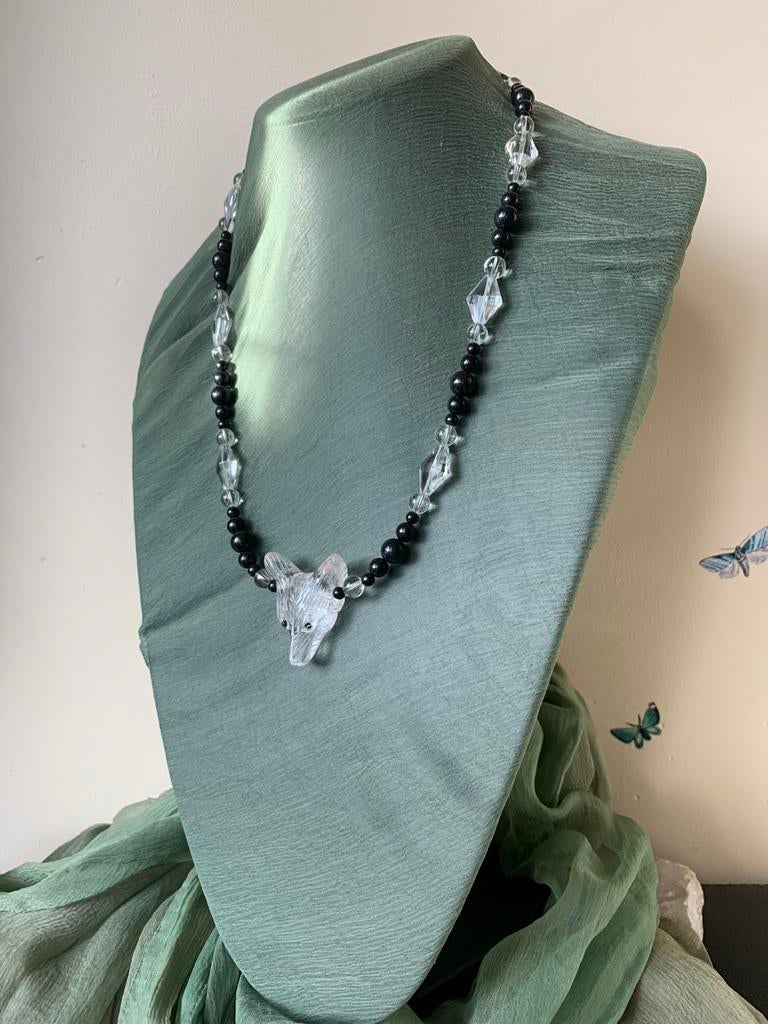 Shungiet shungite wolf totem bergkristal beschermt moed aura, Ophalen of Verzenden, Nieuw, Steen of Mineraal, Verstelbaar