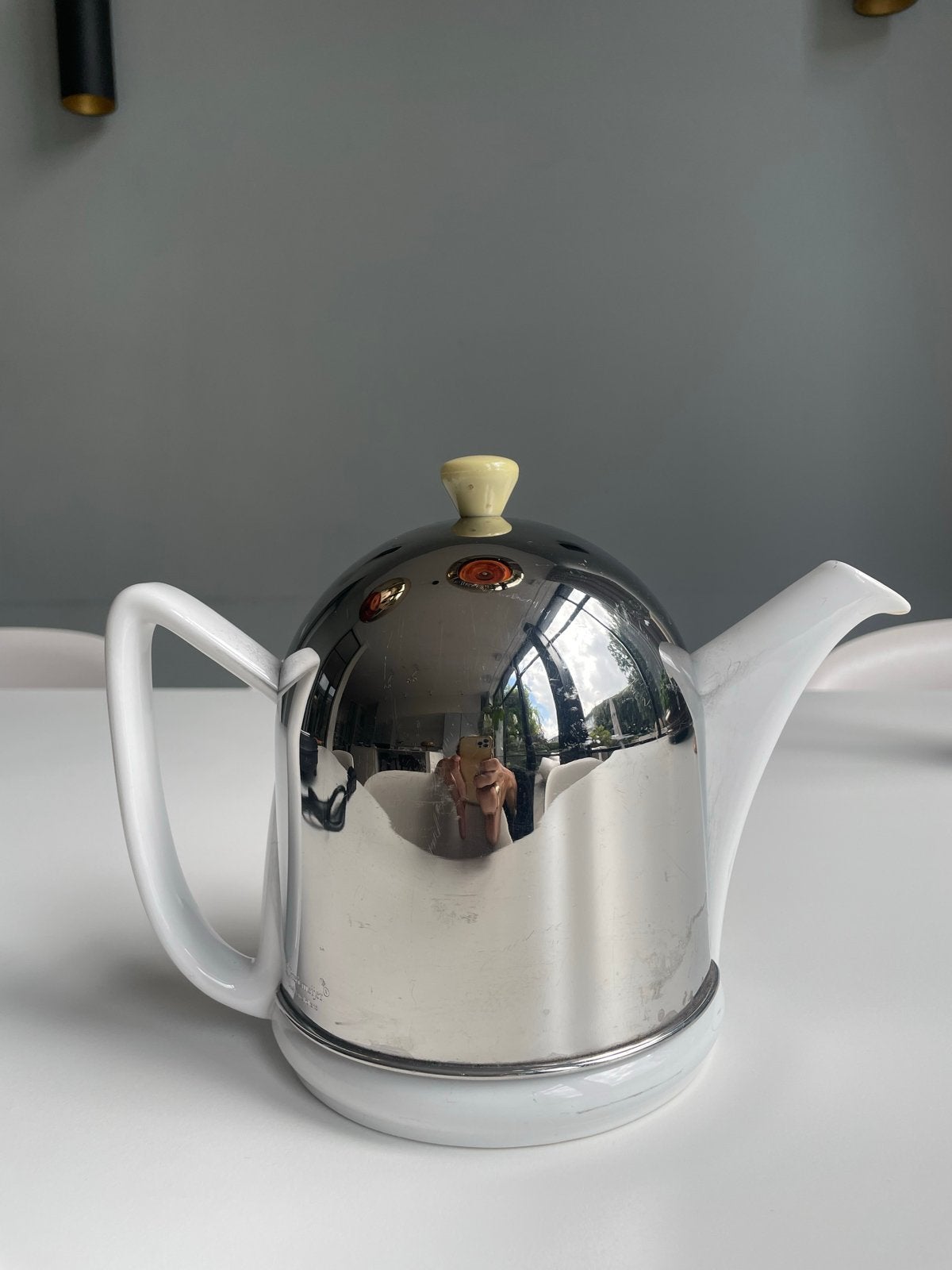 Bredemeijer Cosy Manto Theepot - Wit/Zilver, Theepot/fluitketel, Gebruikt, Bredemeijer, Ophalen of Verzenden