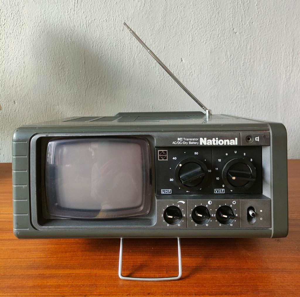 National TR-525ES draagbare zwart-wit televisie – vintage, Ophalen of Verzenden