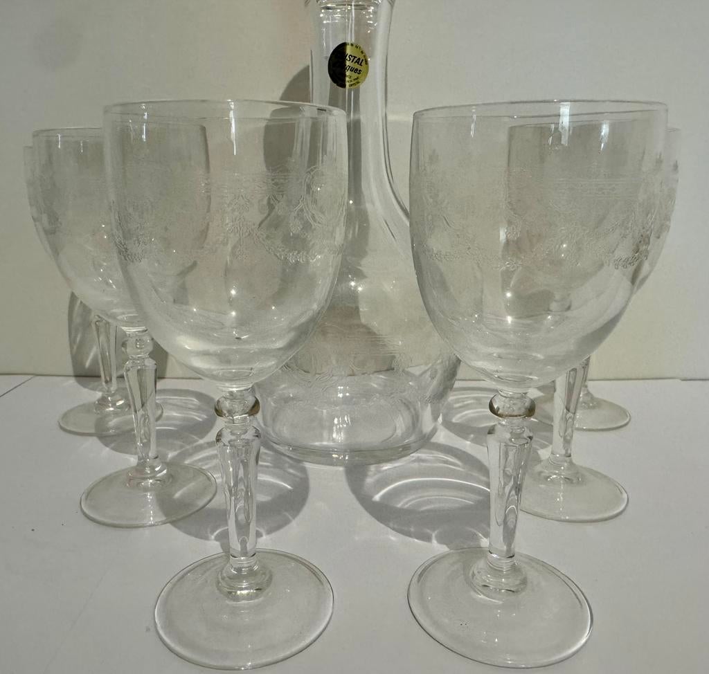 Cristal d’Arques karaf + 6 glazen – 24% loodkristal, Antiek en Kunst, Antiek | Glas en Kristal, Ophalen of Verzenden