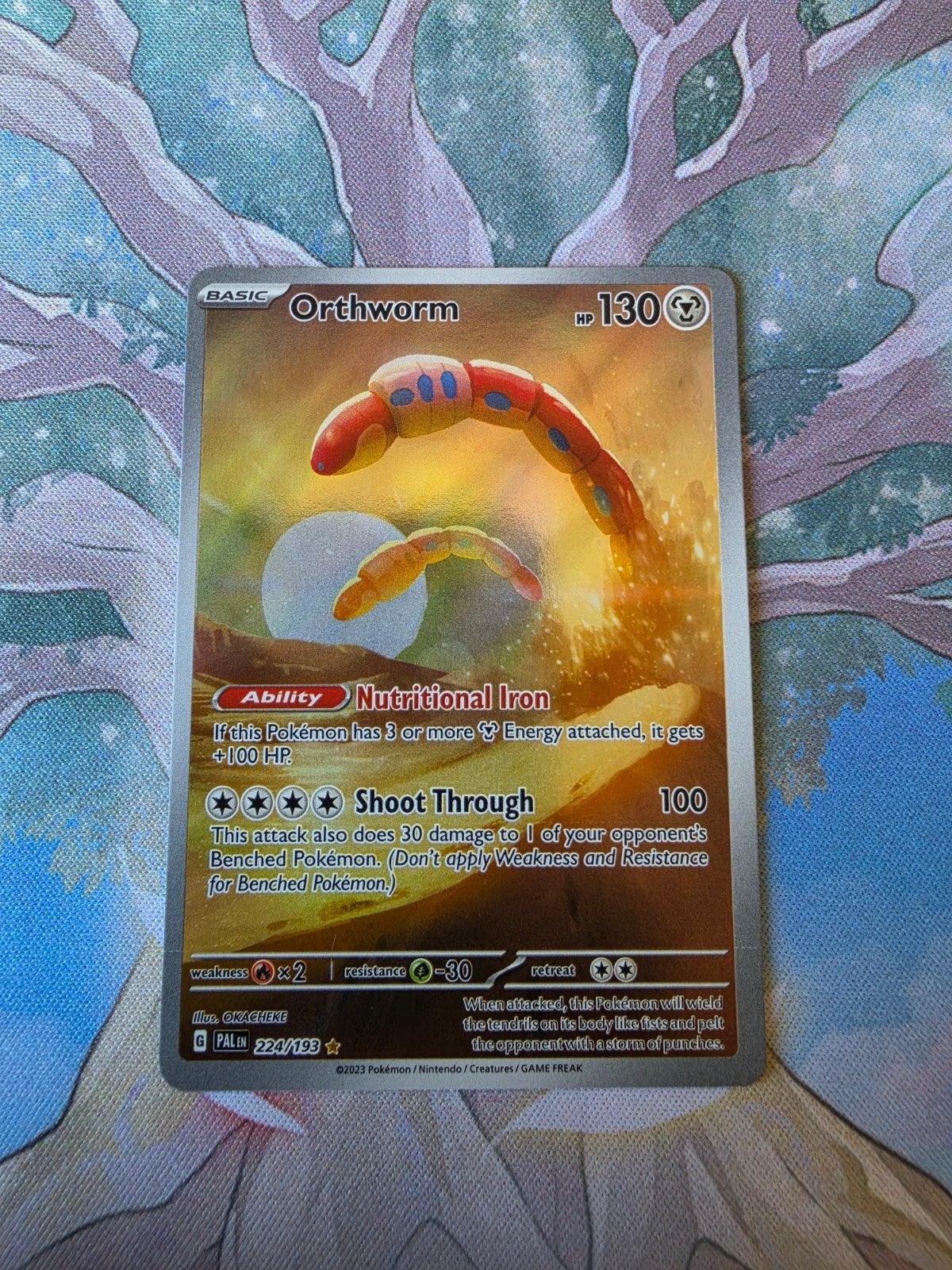Pokemon paldea evolved orthworm illustration 224/193, Ophalen of Verzenden, Nieuw, Losse kaart, Foil