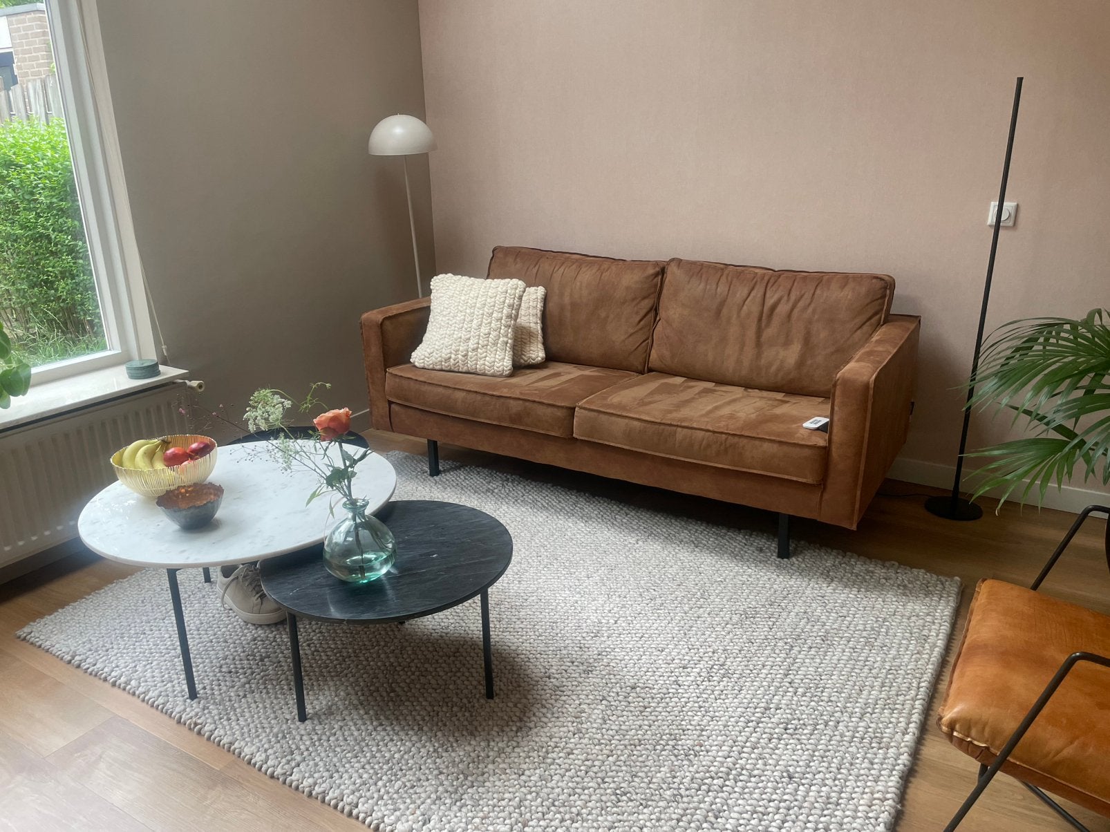 BePure Rodeo 2,5-zits bank - Ecoleer - Cognac - SNEL WEG, Ophalen, Zo goed als nieuw, Leer