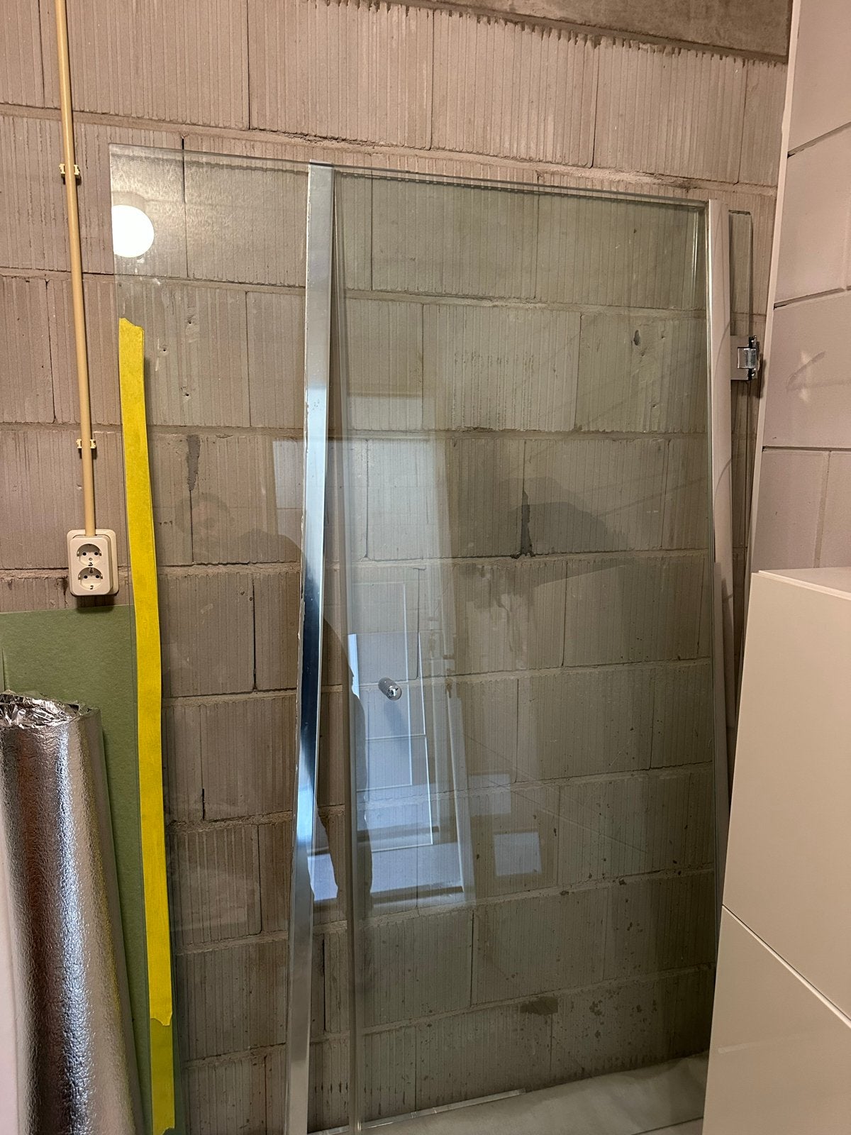 Glazen douchewand met deur - 200x120cm, Ophalen of Verzenden, Gebruikt, Glas, Douche