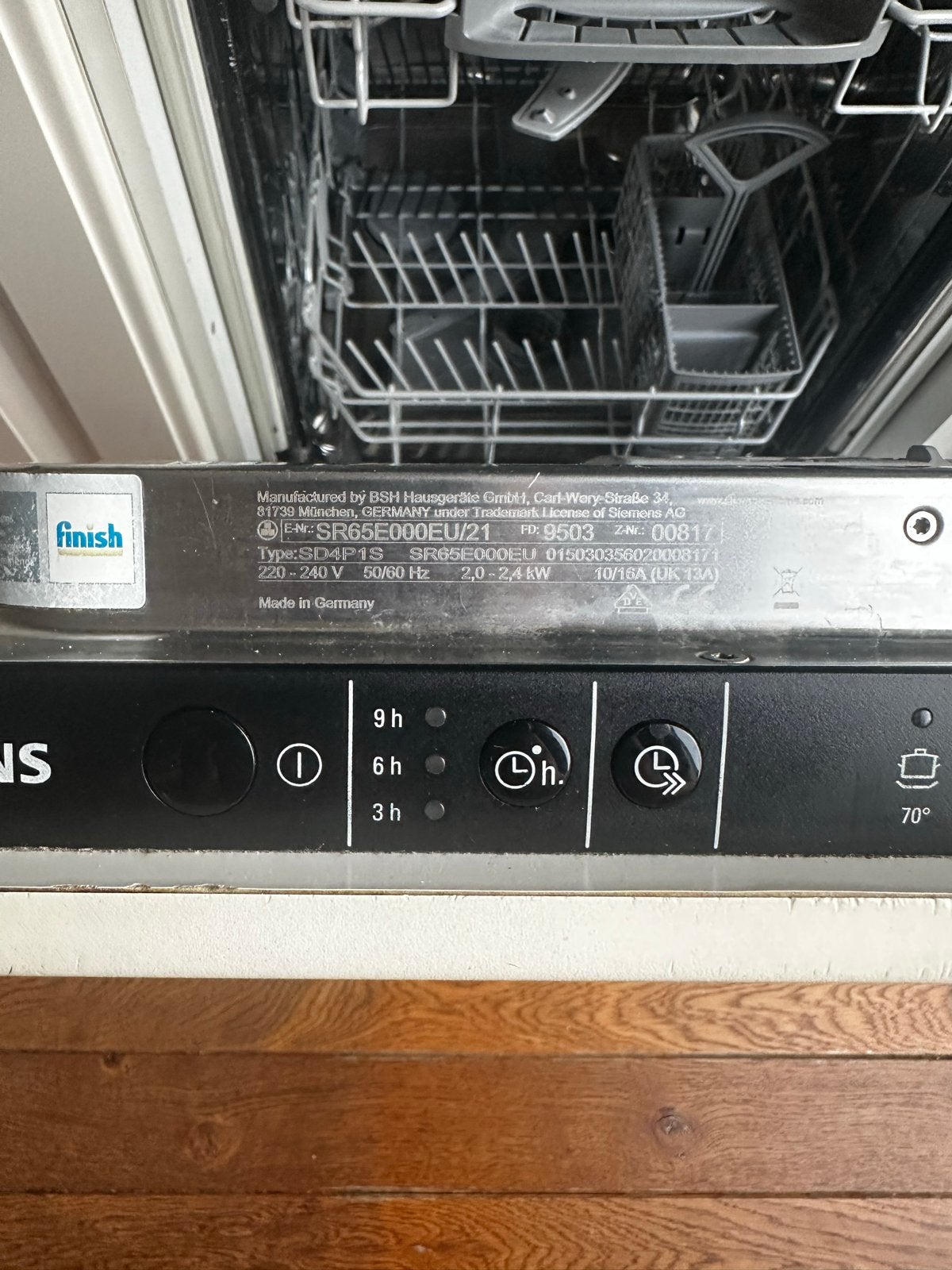 Siemens SR65E000EU/21 Inbouw Vaatwasser, Witgoed en Apparatuur, Vaatwasmachines, Ophalen, Gebruikt, Minder dan 85 cm, Eco programma