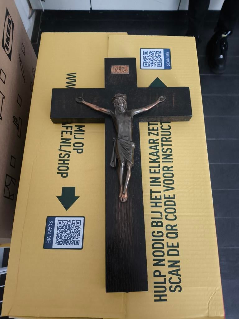 Oud kruis met Jezus erop - Religieuze decoratie, Ophalen of Verzenden