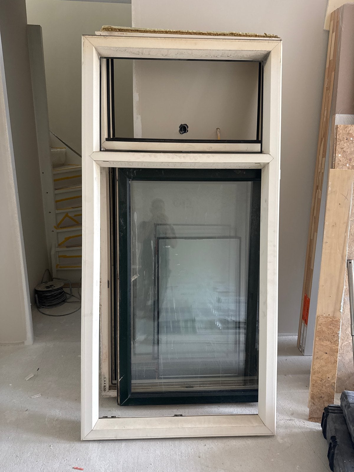 3 kunststof, Gevelraam of Ruit, 80 tot 120 cm, Nieuw, Dubbelglas