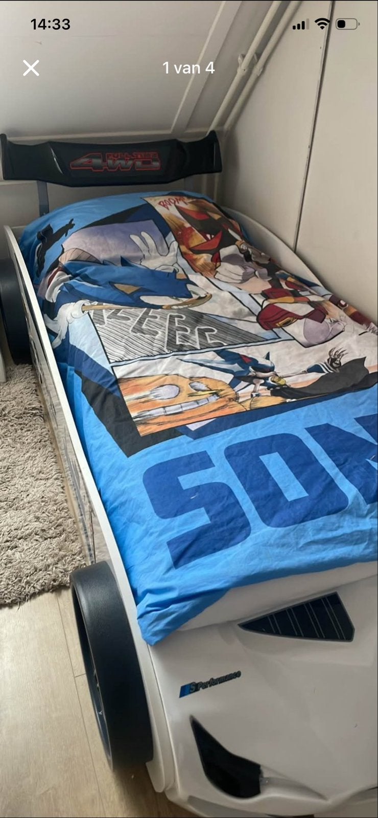 Kinderbed raceauto, Gebruikt, 70 tot 85 cm, Ophalen of Verzenden, Lattenbodem