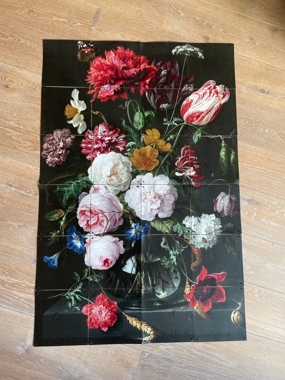 IXXI Stilleven met bloemen in een glazen vaas 80  120 cm, Gebruikt, Overige typen, Ophalen of Verzenden, 100 tot 125 cm