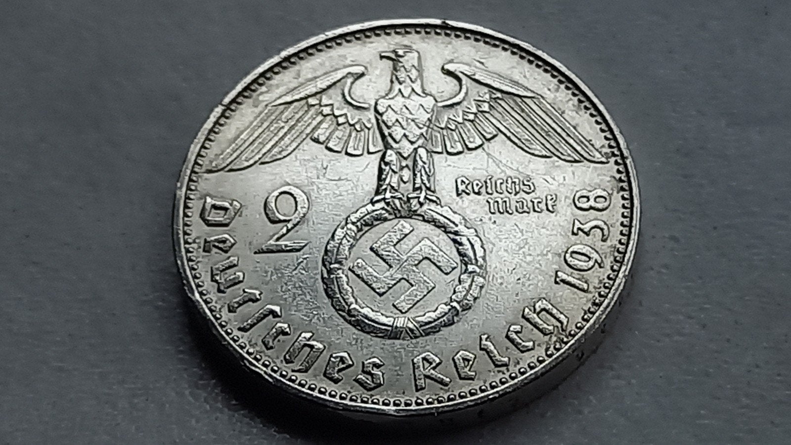 WO2 2 Reichsmark 1938F zilver nazi duitsland., Ophalen of Verzenden, Duitsland, Losse munt, Zilver