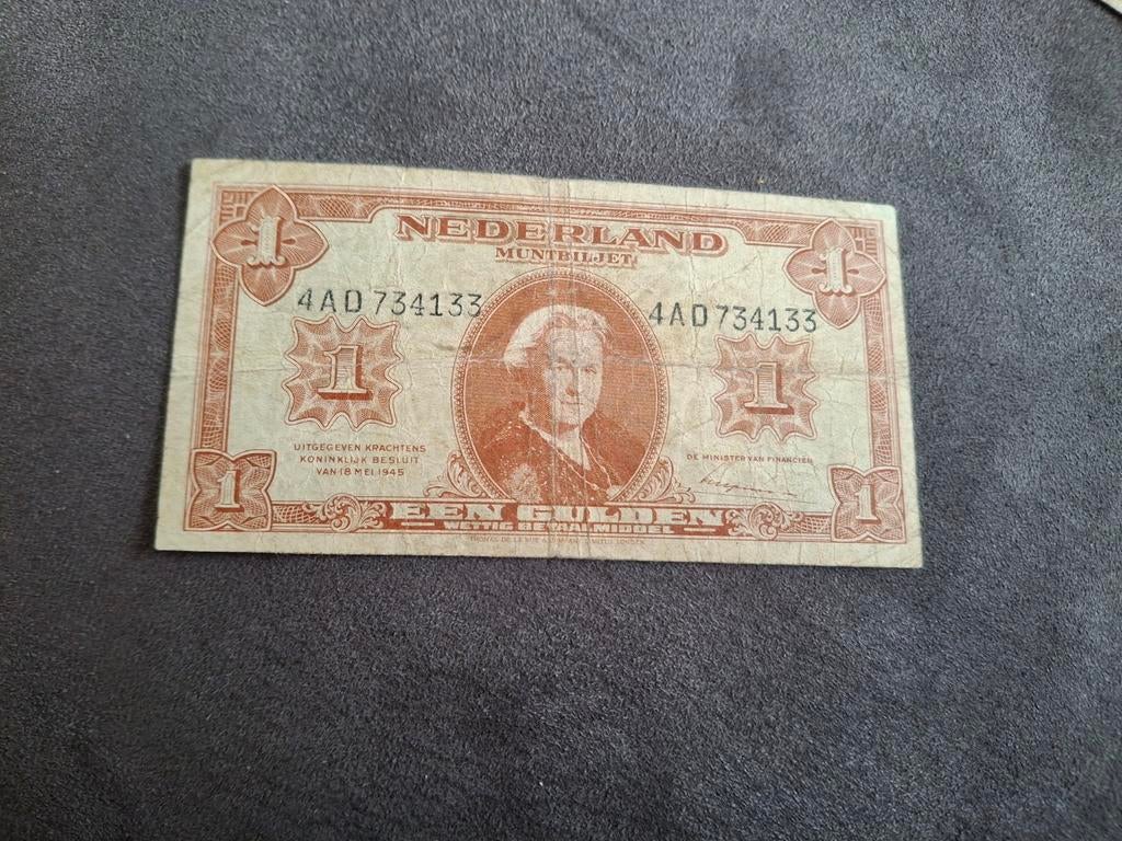 Zeldzaam 1 Gulden Muntbiljet Nederland 1945, Ophalen of Verzenden, 1 gulden, Los biljet