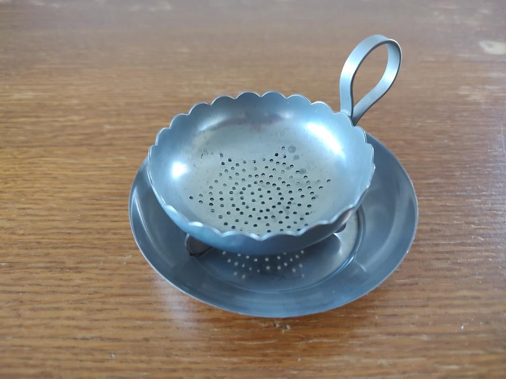 Vintage Metawa Holland Theezeefje RVS met onderzetter, Ophalen